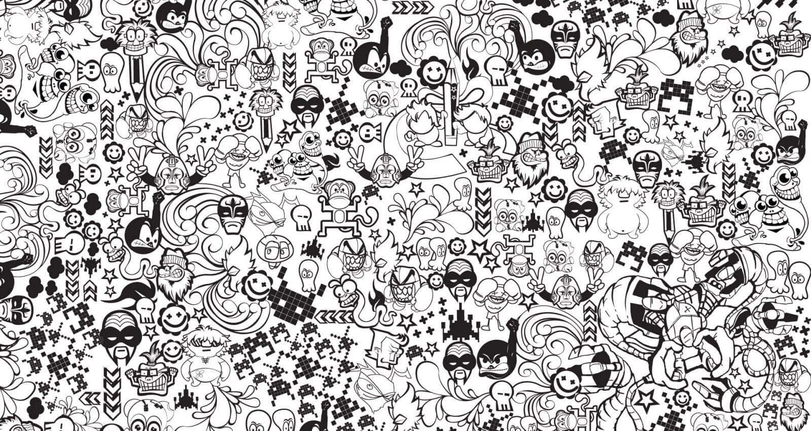 A Black And White Drawing Of A Lot Of Different Things Wallpaper