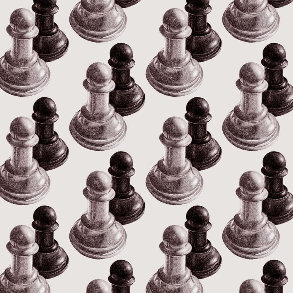 Intense Black and White Chess Battle Wallpaper
