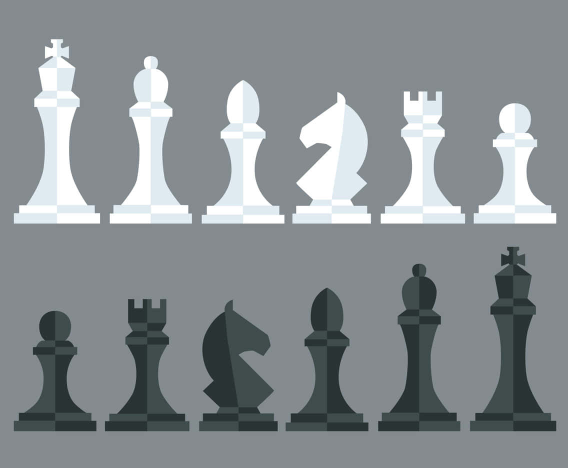 Intriguing Game of Black and White Chess Pieces Wallpaper