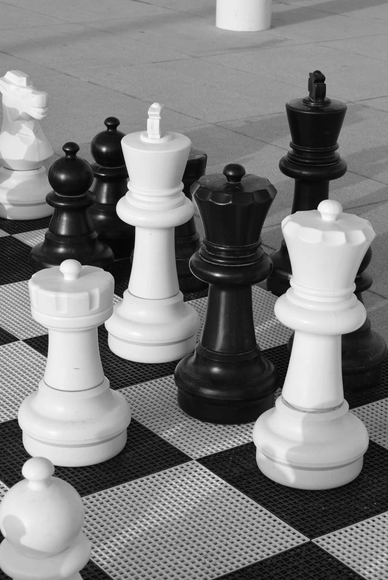 The Elegance of Black and White Chess Wallpaper