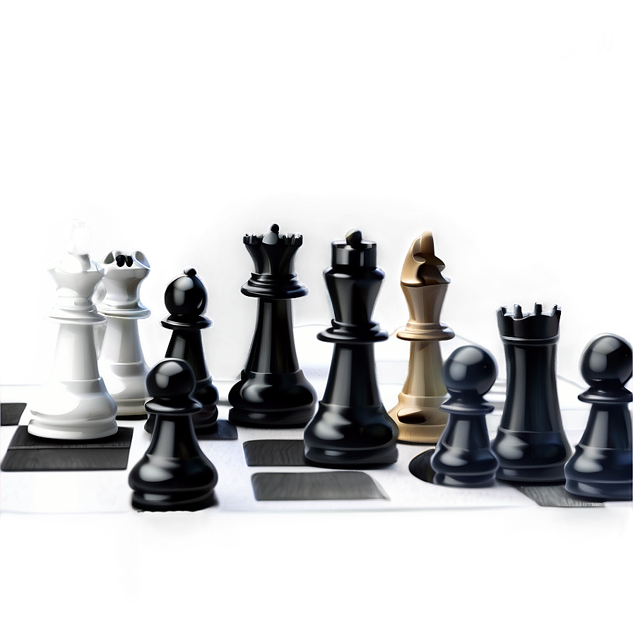 Black And White Chess Set Png 05252024 PNG