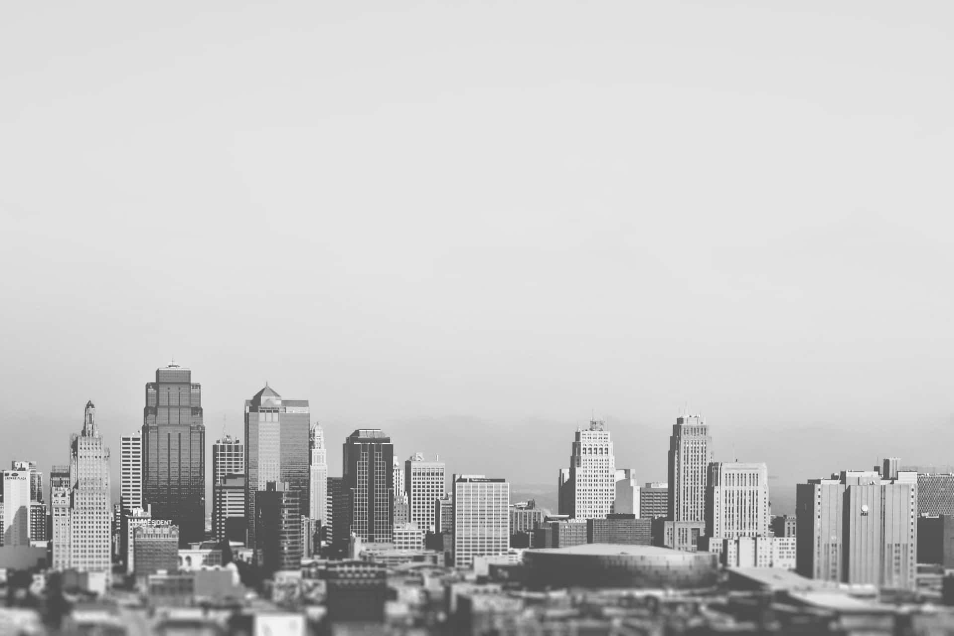 Billede eksklusiv udsigt over skyskrabere i sort og hvid by. Wallpaper