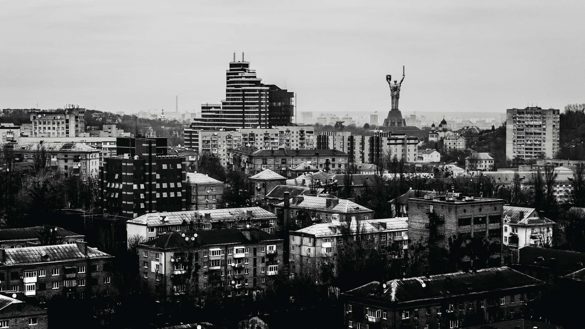 Skønheden i kontrast, byen af sort og hvid. Wallpaper