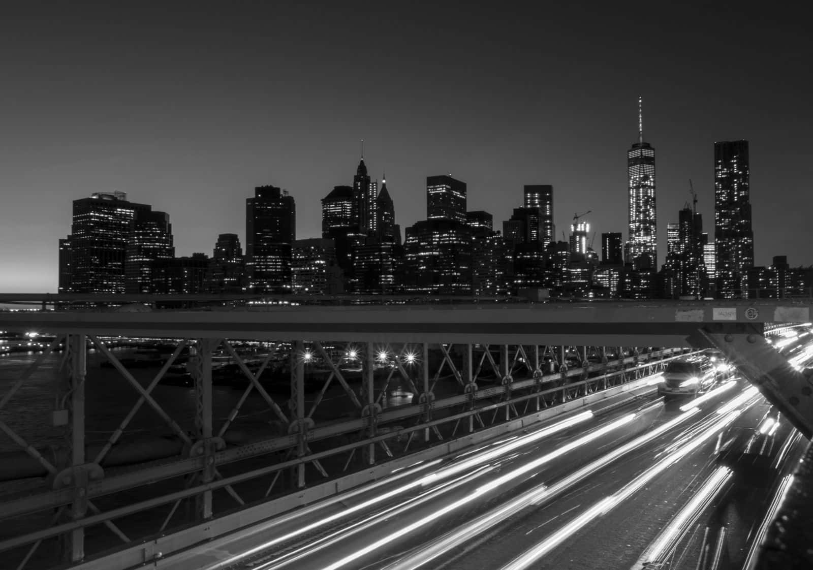 A Striking Black and White Cityscape Panorama Wallpaper