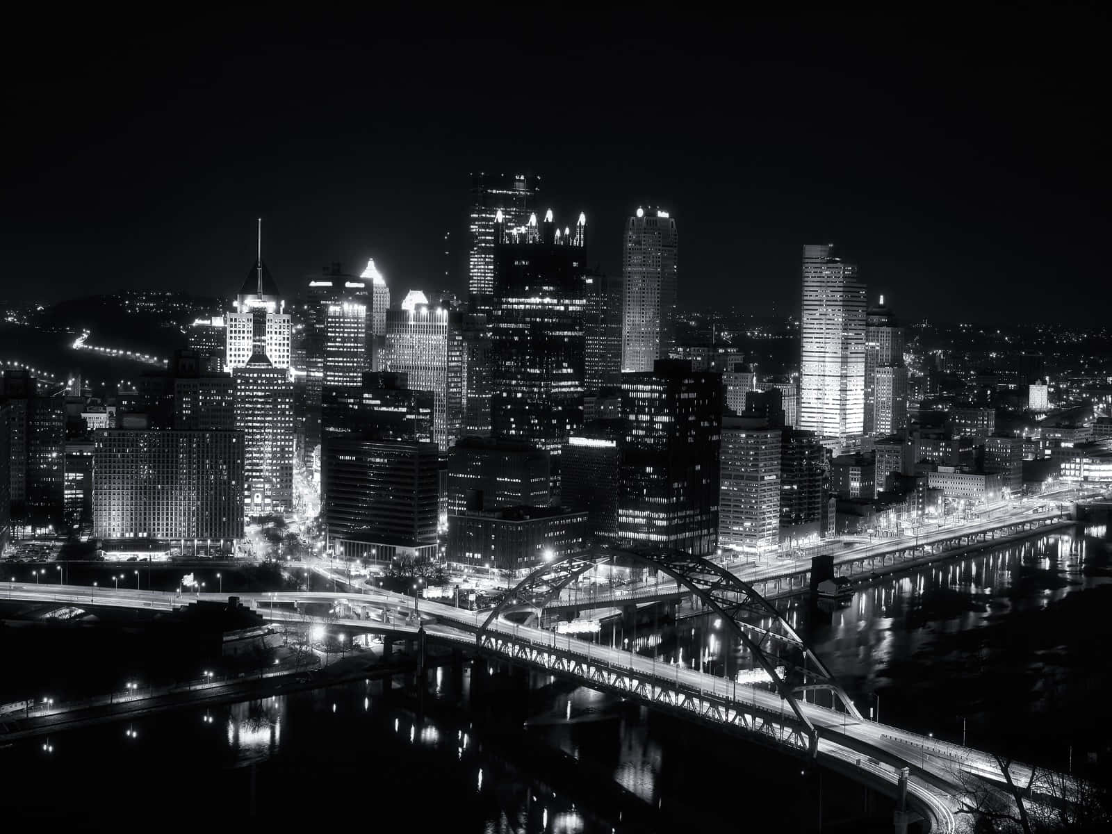 Stunning Black and White Cityscape Panorama Wallpaper