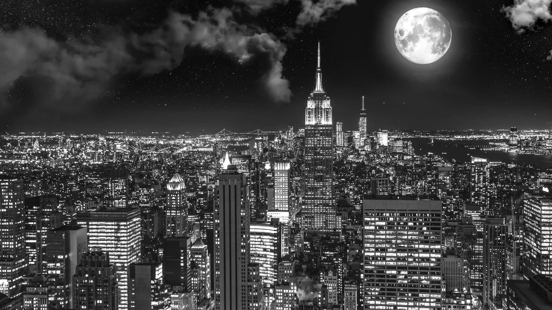 Stunning Black and White Cityscape View Wallpaper