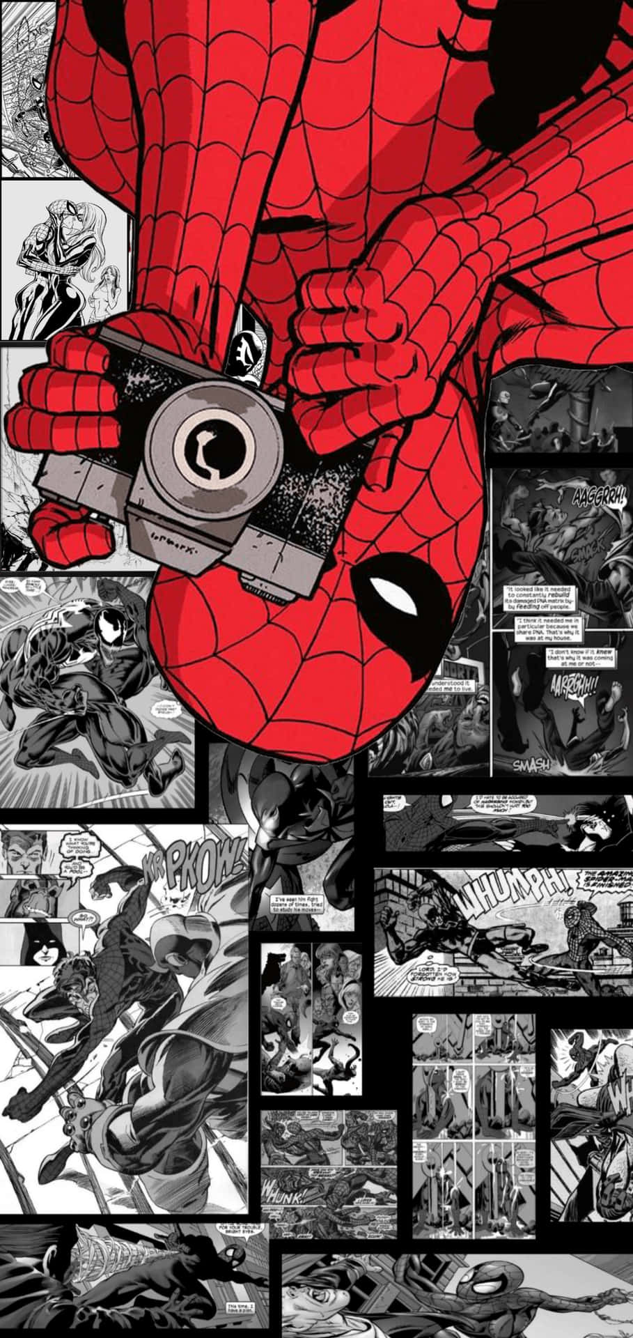 Dynamic black and white comic superhero action scene Wallpaper
