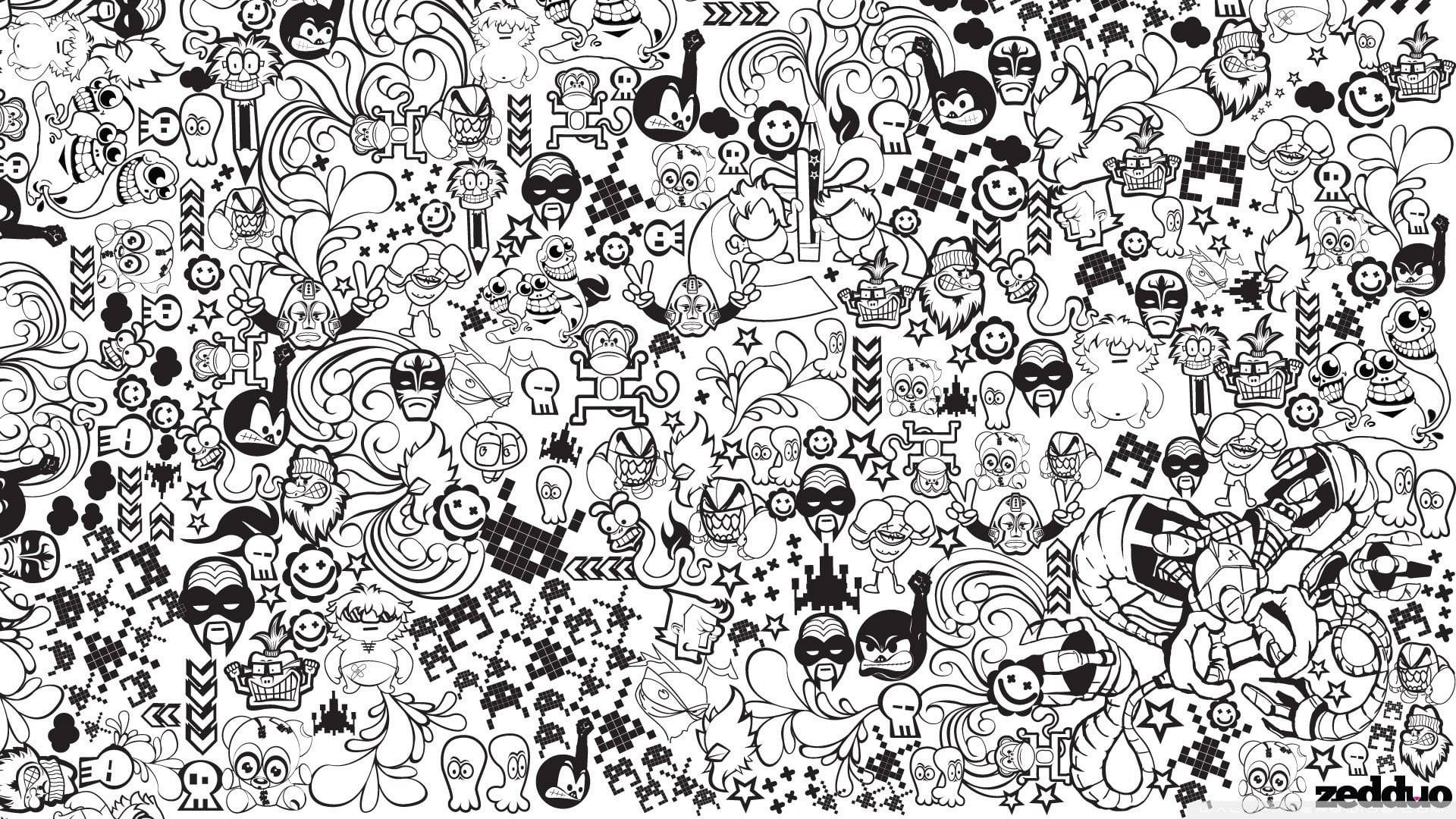 Download Black And White Creative Doodle Wallpaper 