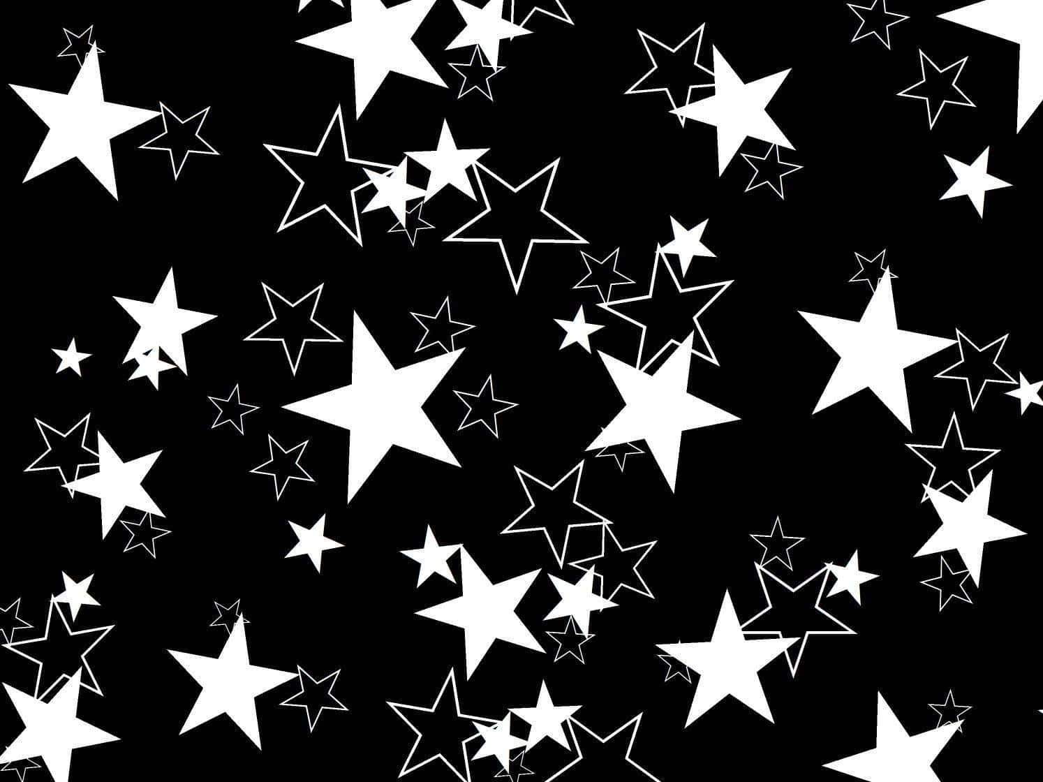 Patrónde Estrellas Lindas En Blanco Y Negro Fondo de pantalla