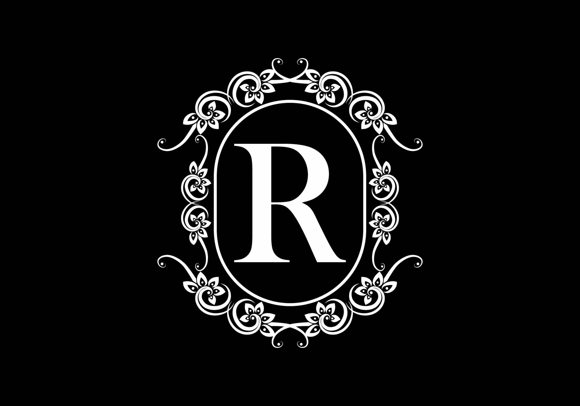 Black And White Dainty Letter R Wallpaper