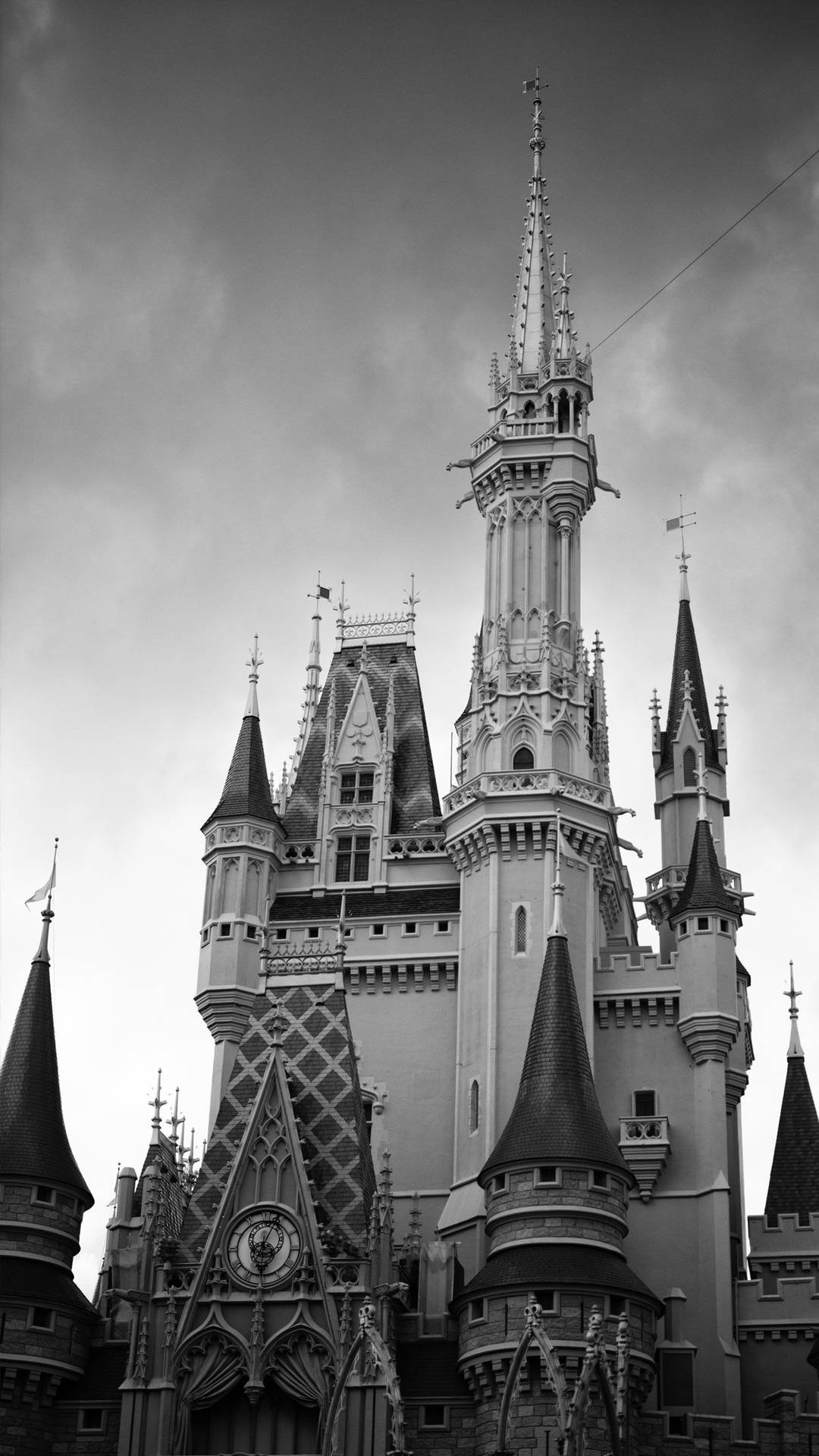 "A Magical Silhouette: Disney Castle in Black and White" Wallpaper