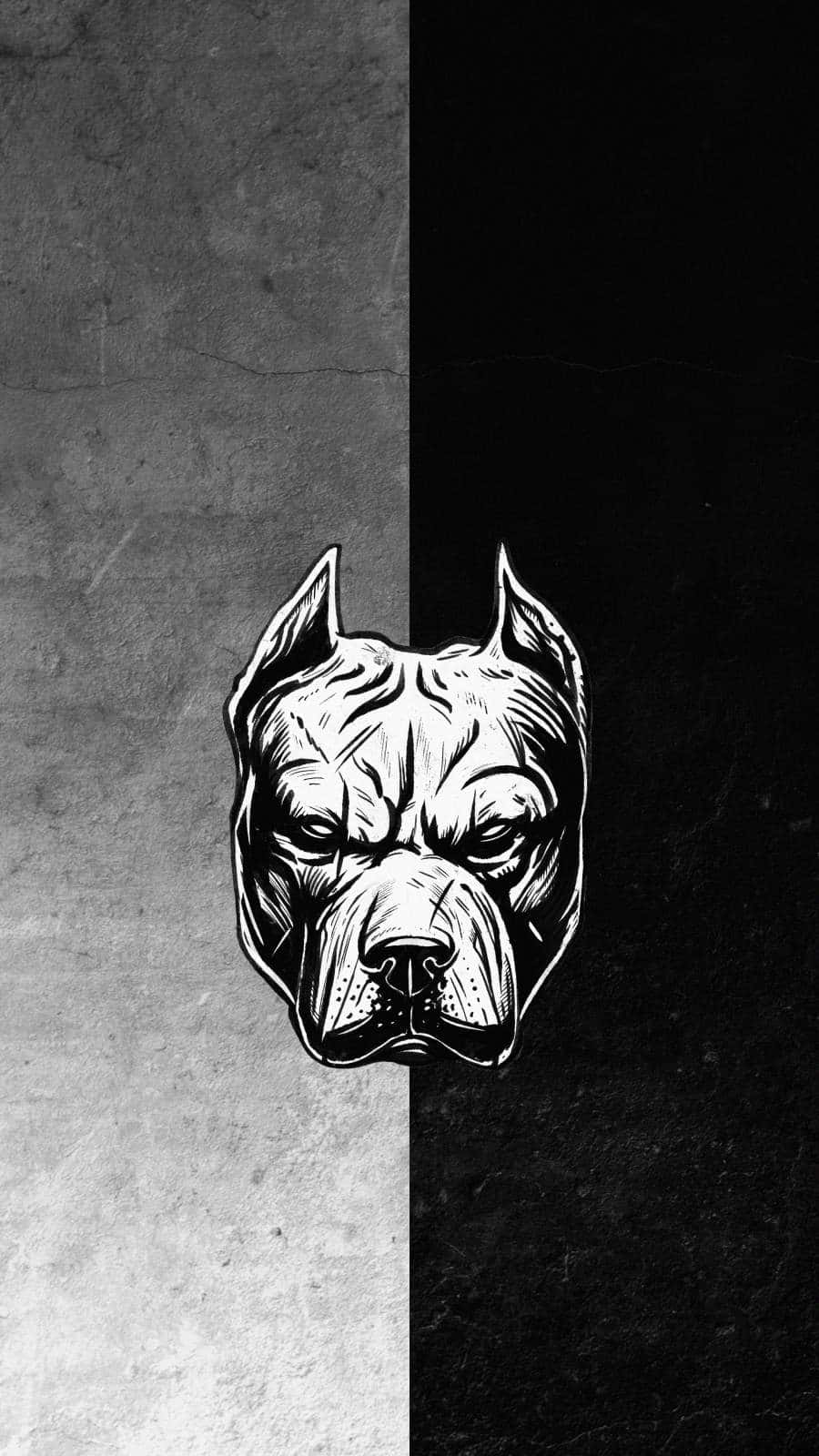 Black And White Dog Pitbull Poster Wallpaper