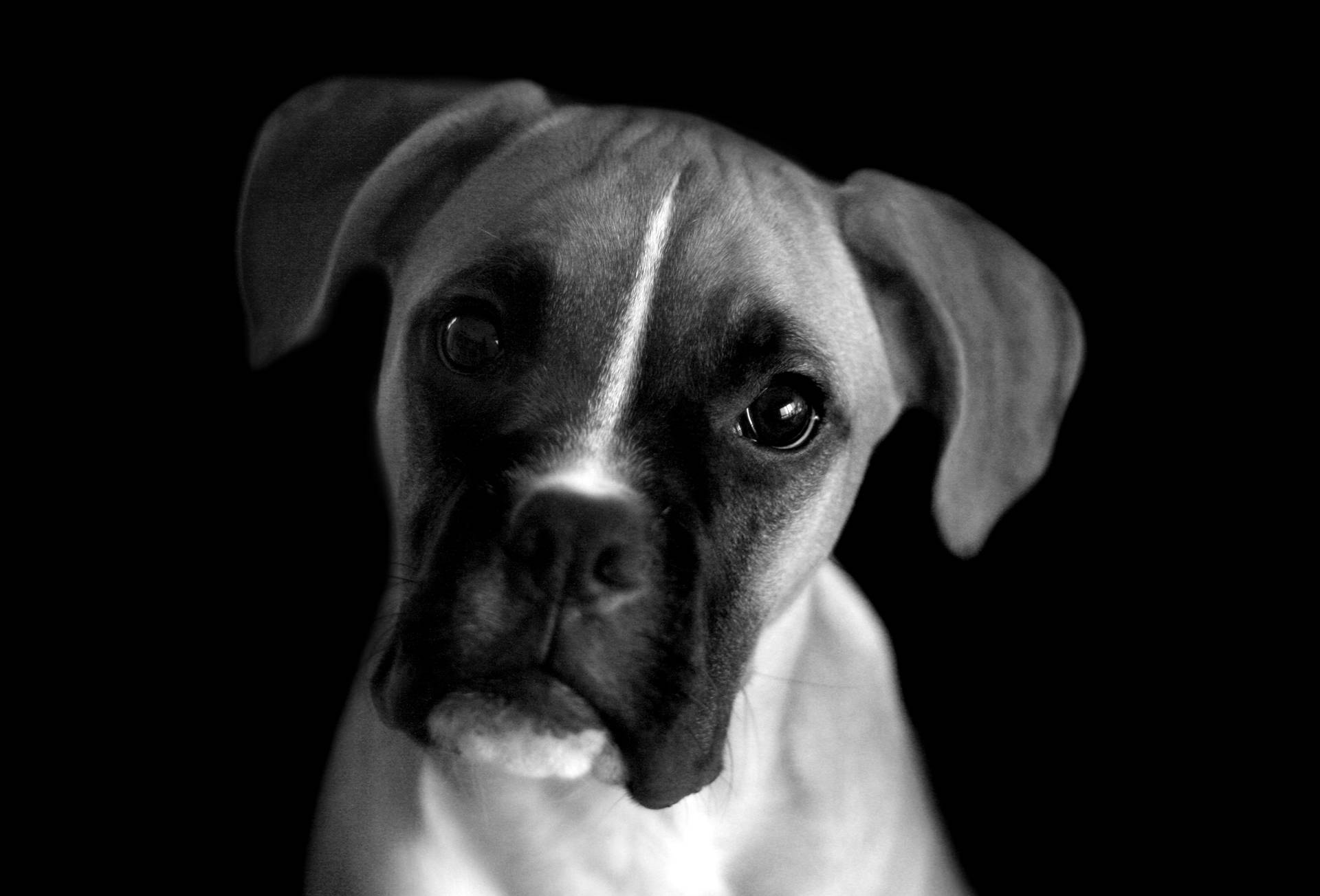 Black And White Dog With Puppy Eyes Background