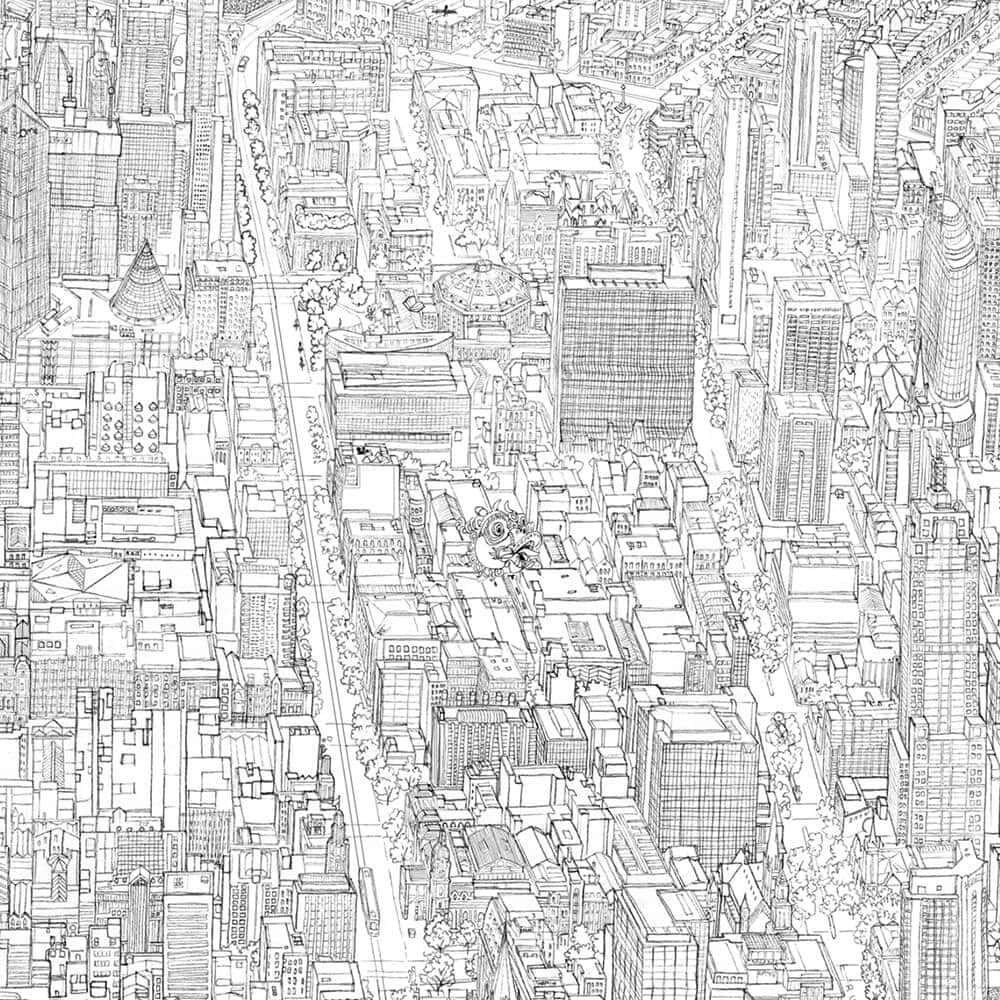 Detailed Black and White Drawing Wallpaper