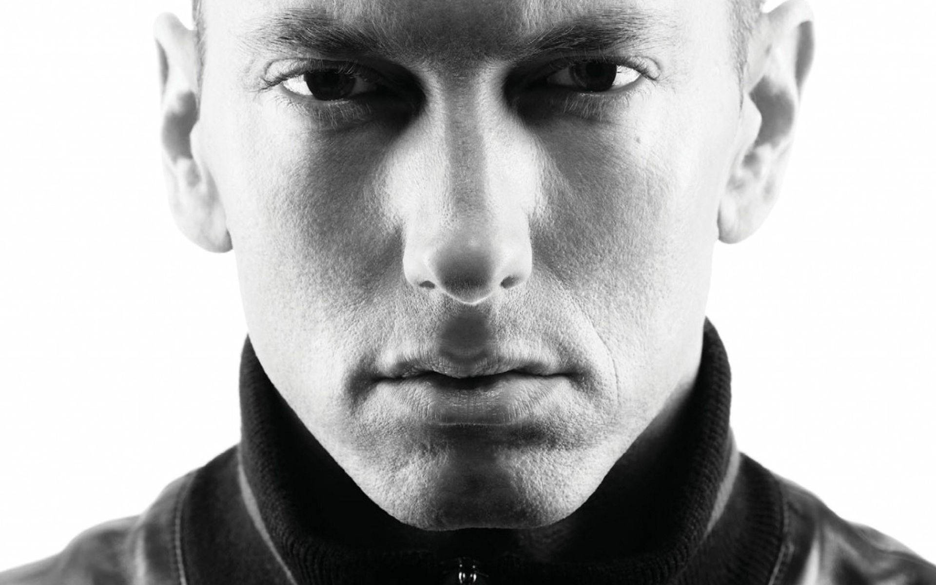 Black And White Eminem Portrait Wallpaper