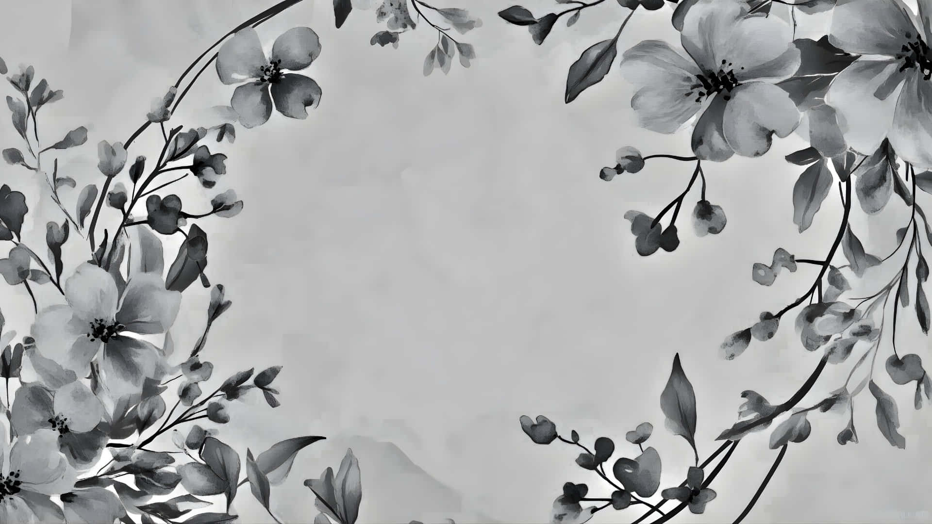 Marco Floral En Blanco Y Negro Fondo de pantalla