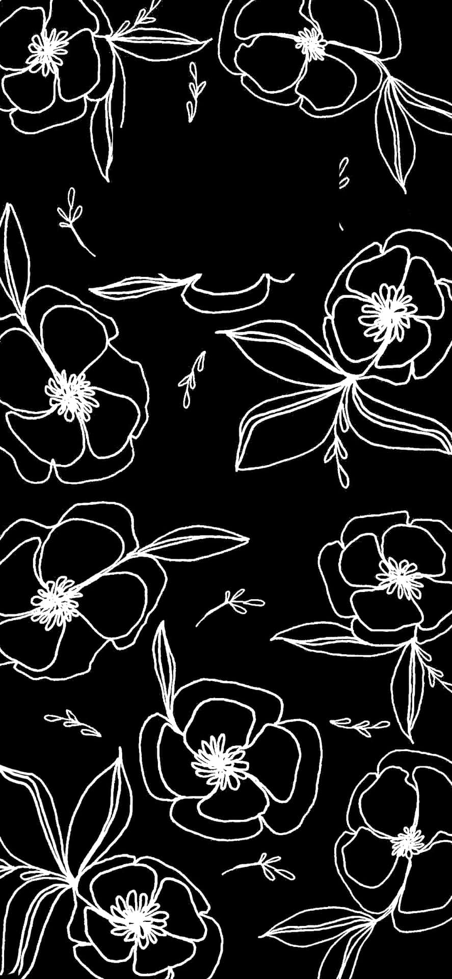 Black And White Sketch Line Flower Iphone Wallpaper