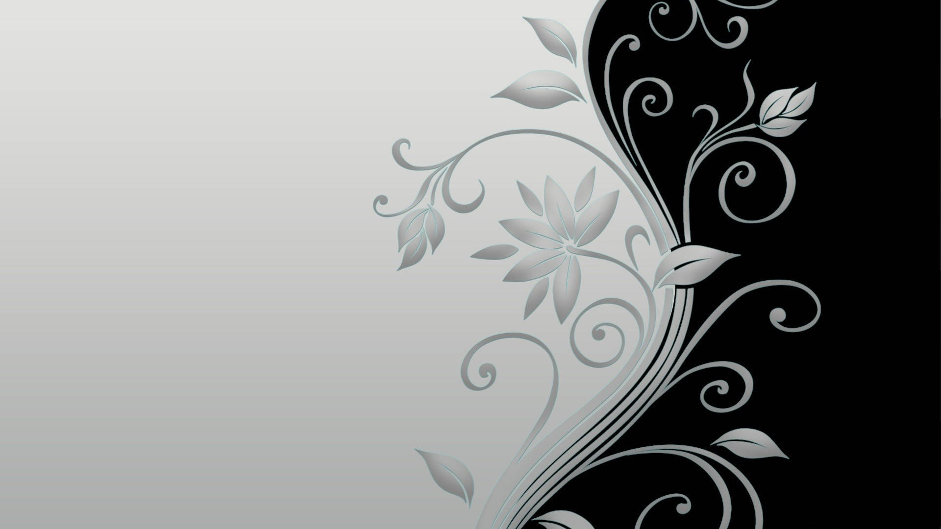 Schwarzeund Weiße Blumenmuster Hälften Wallpaper