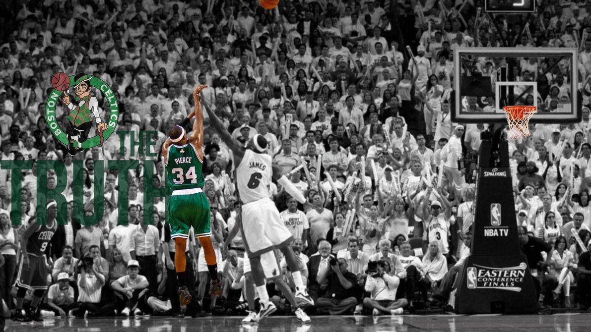 Black And White Game With Paul Pierce In Green Wallpaper