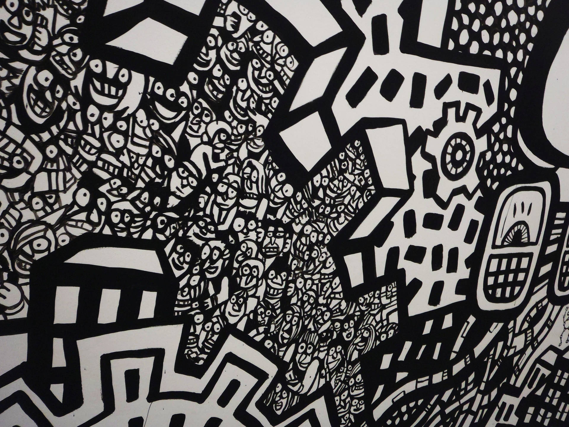 Black And White Graffiti 4k Doodle Wallpaper