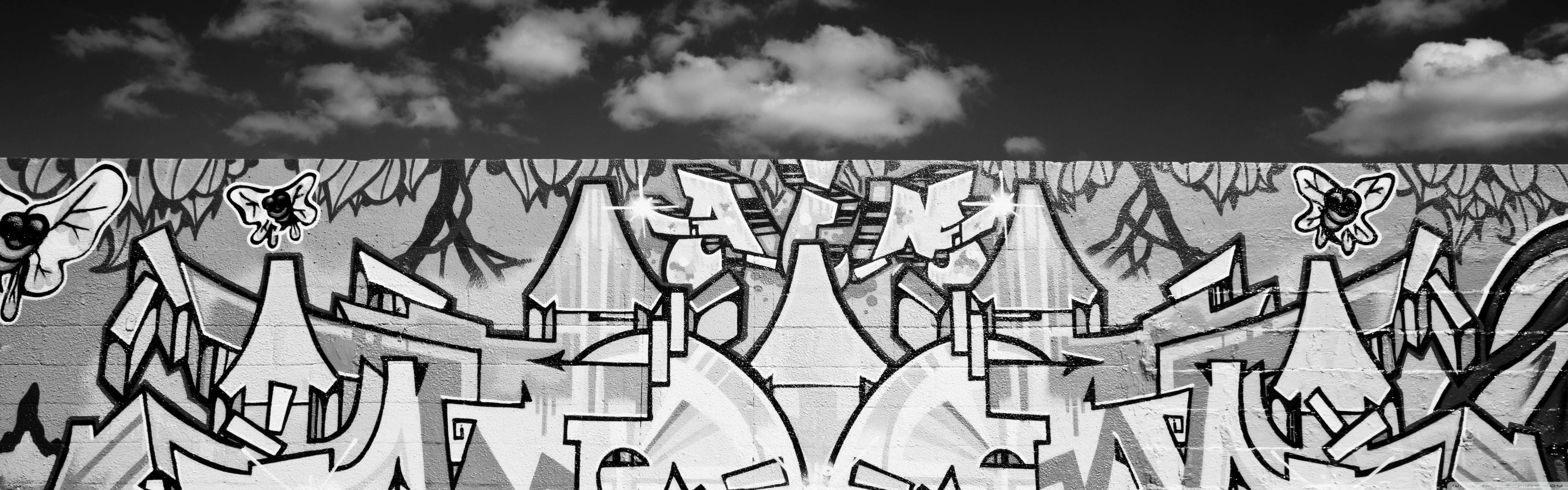 Captivating Monochrome Graffiti Art Wallpaper