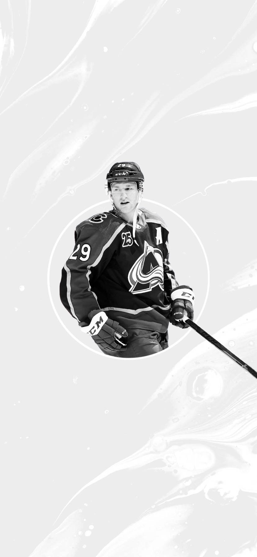 Black and White Artistic Portrait of NHL Star Nathan Mackinnon Wallpaper
