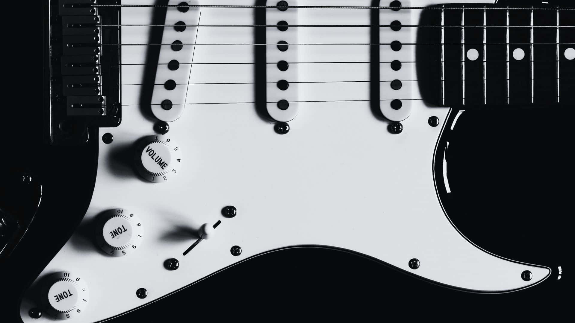Monochrome Masterpiece - Black and White Guitar Wallpaper
