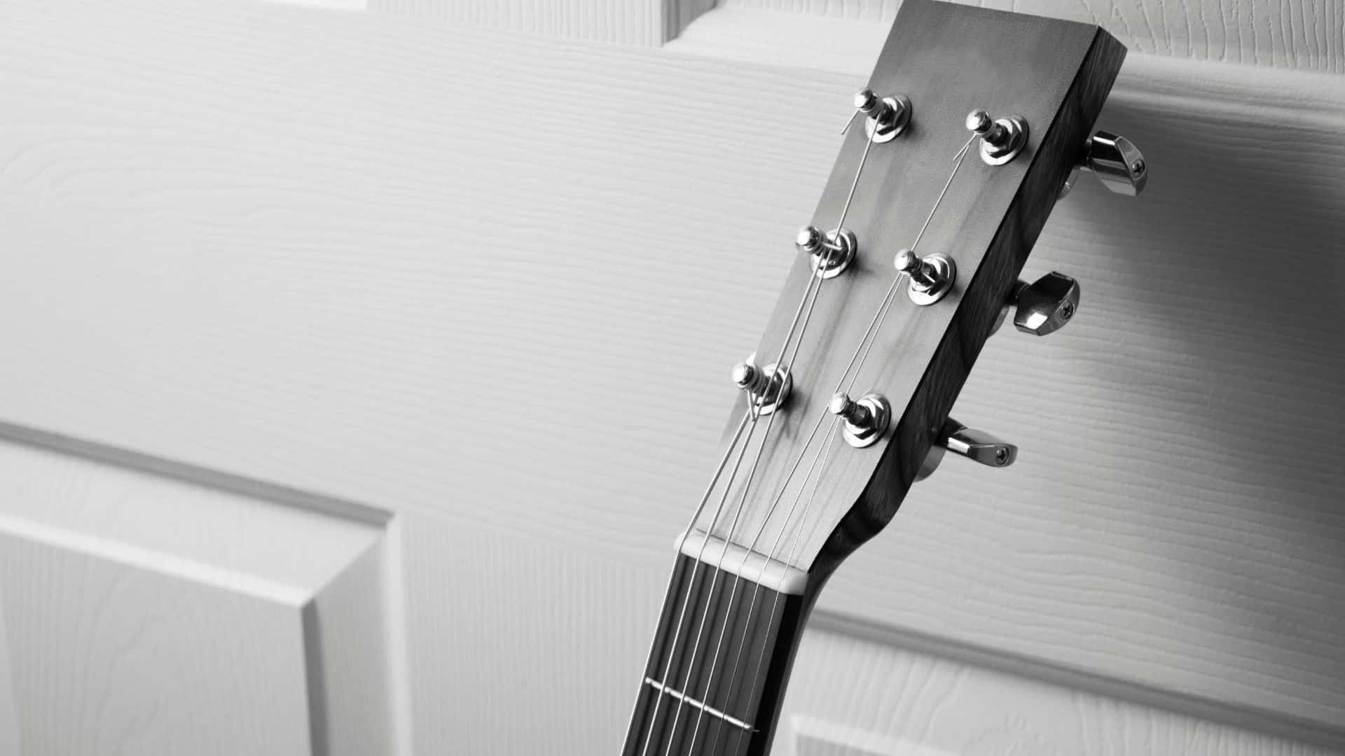 Striking Black and White Guitar in High Definition Wallpaper