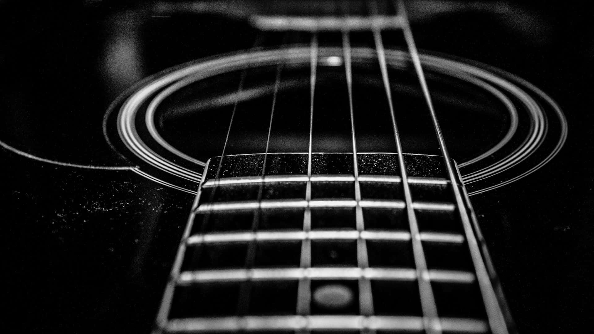 Guitarraelegante En Blanco Y Negro. Fondo de pantalla