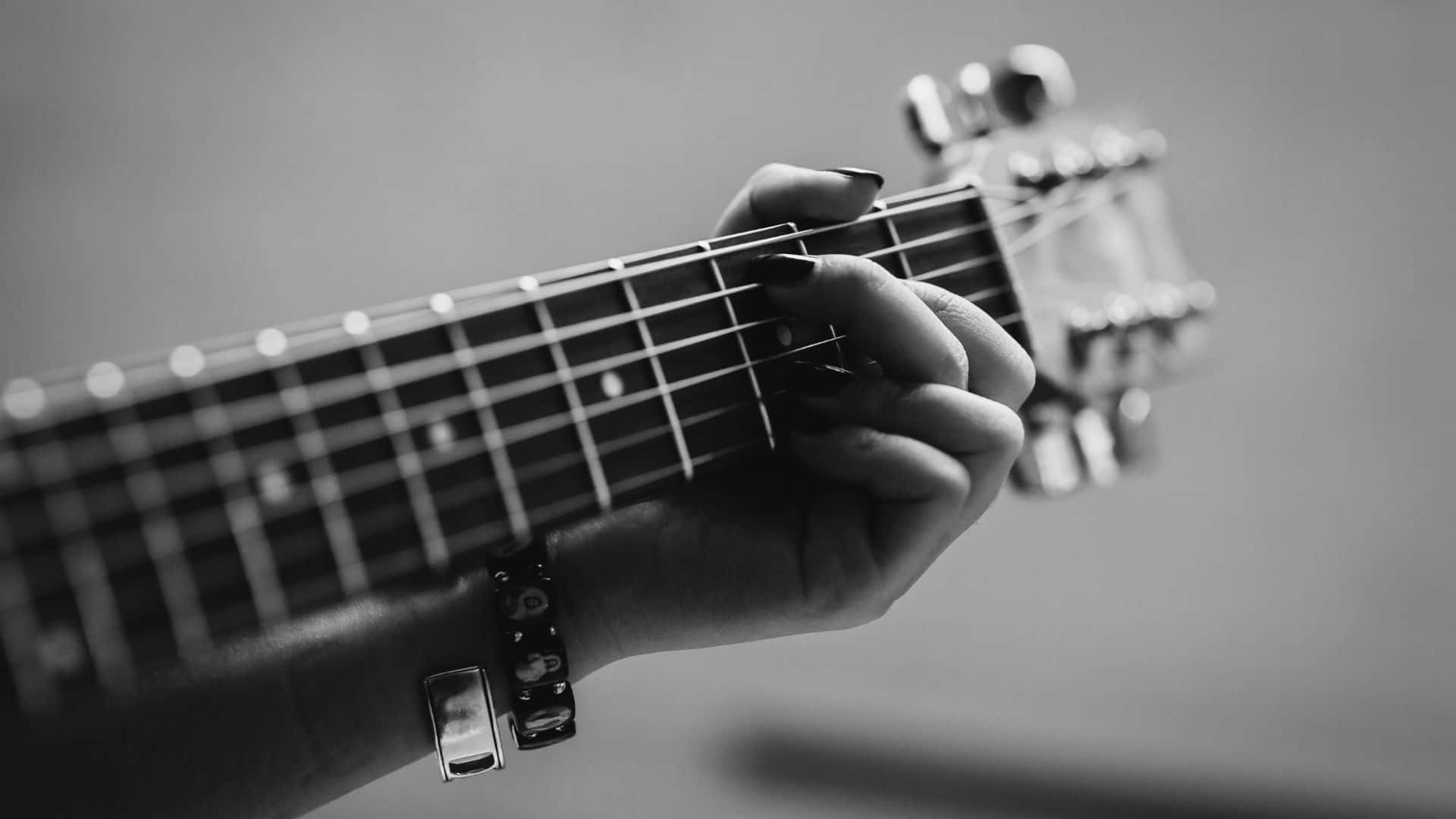Artede Pared De Guitarra En Blanco Y Negro. Fondo de pantalla