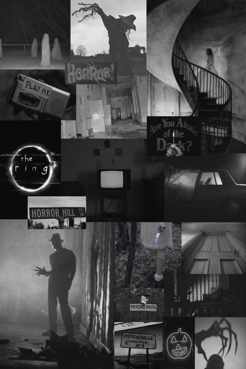 Black And White Halloween Grunge Collage Wallpaper