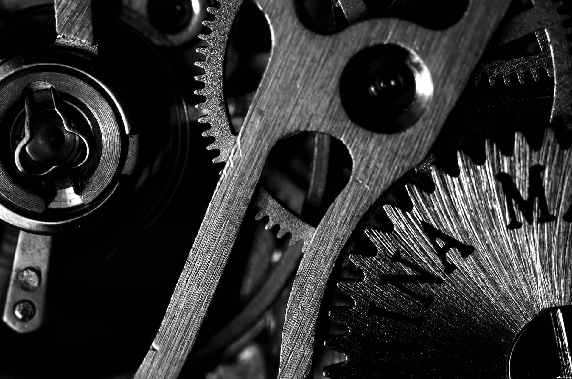 Black And White Hd Mechanical Parts Wallpaper