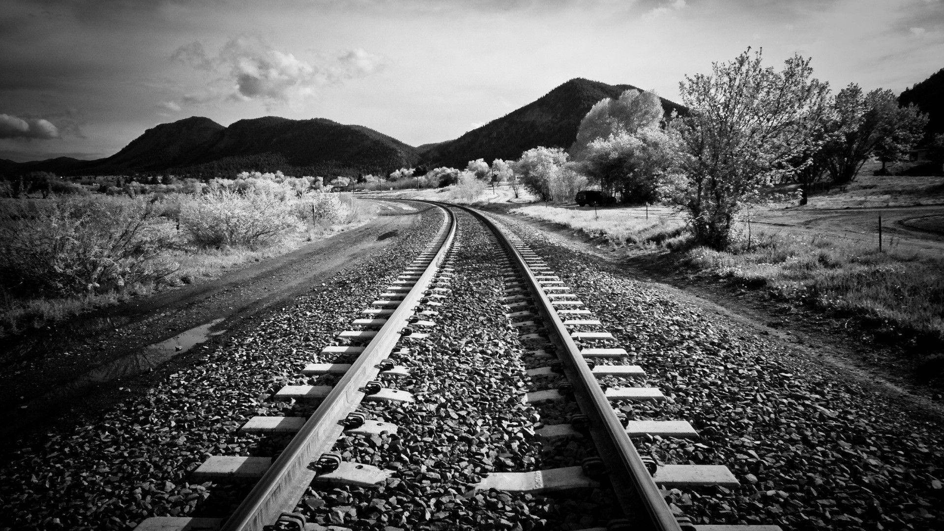 Black And White Hd Rocky Railway Wallpaper