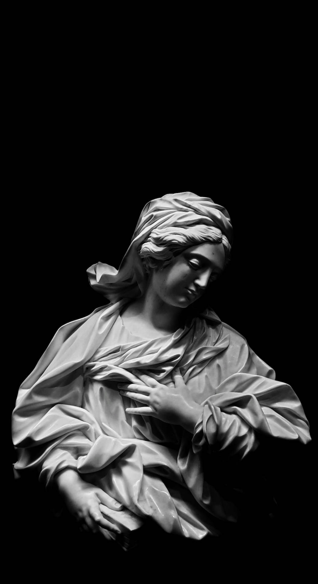 Estatuade Mujer En Blanco Y Negro En Alta Definición. Fondo de pantalla