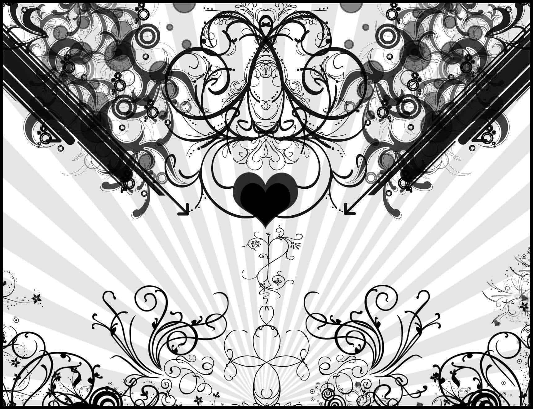 Monochromatic Love - Heart on a Black and White Background