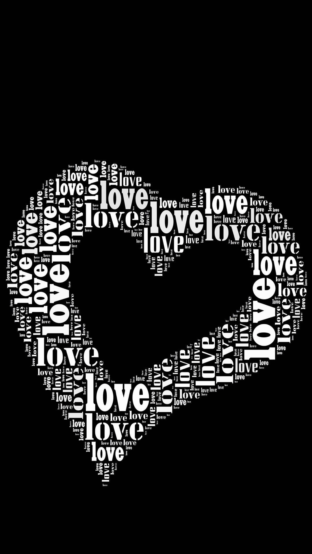Black And White Heart Love Words Wallpaper