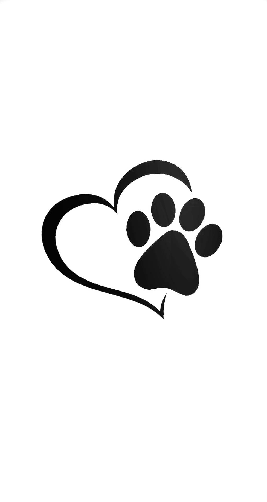Black And White Heart Paw Print