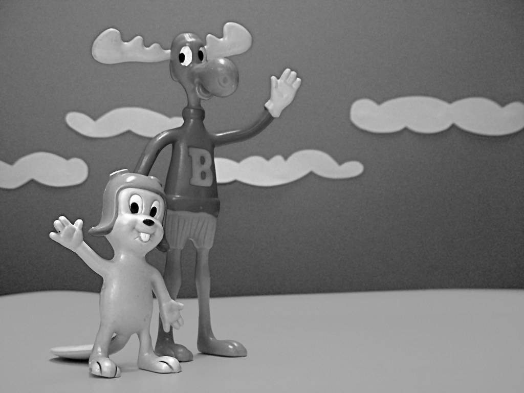 Black And White Image Of Rocky And Bullwinkle Wallpaper