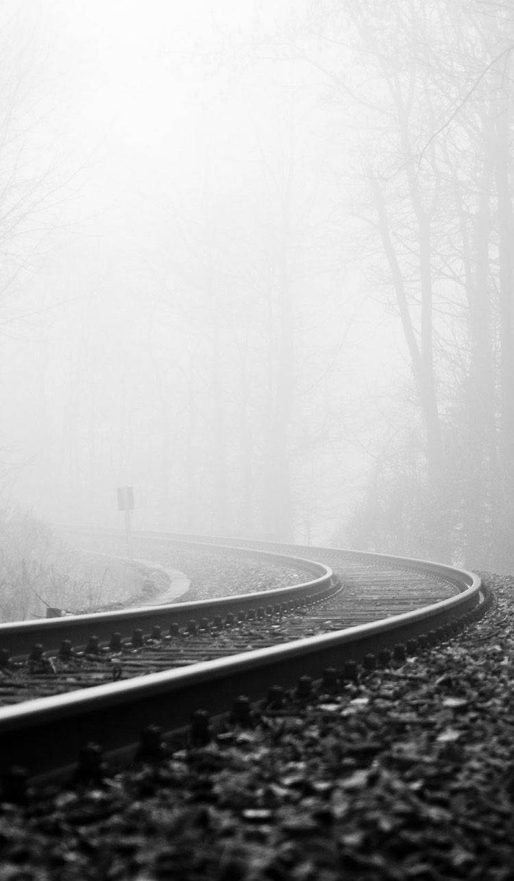 Black And White Iphone Railroad Picture