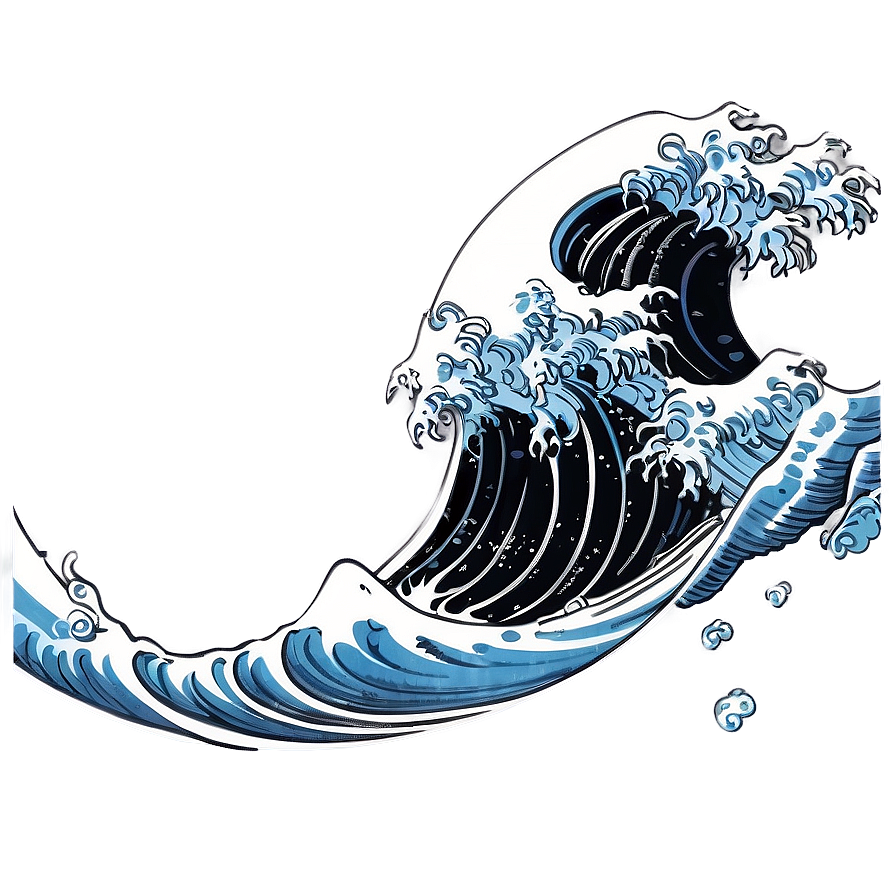 Black And White Japanese Wave Png Yhx59 PNG