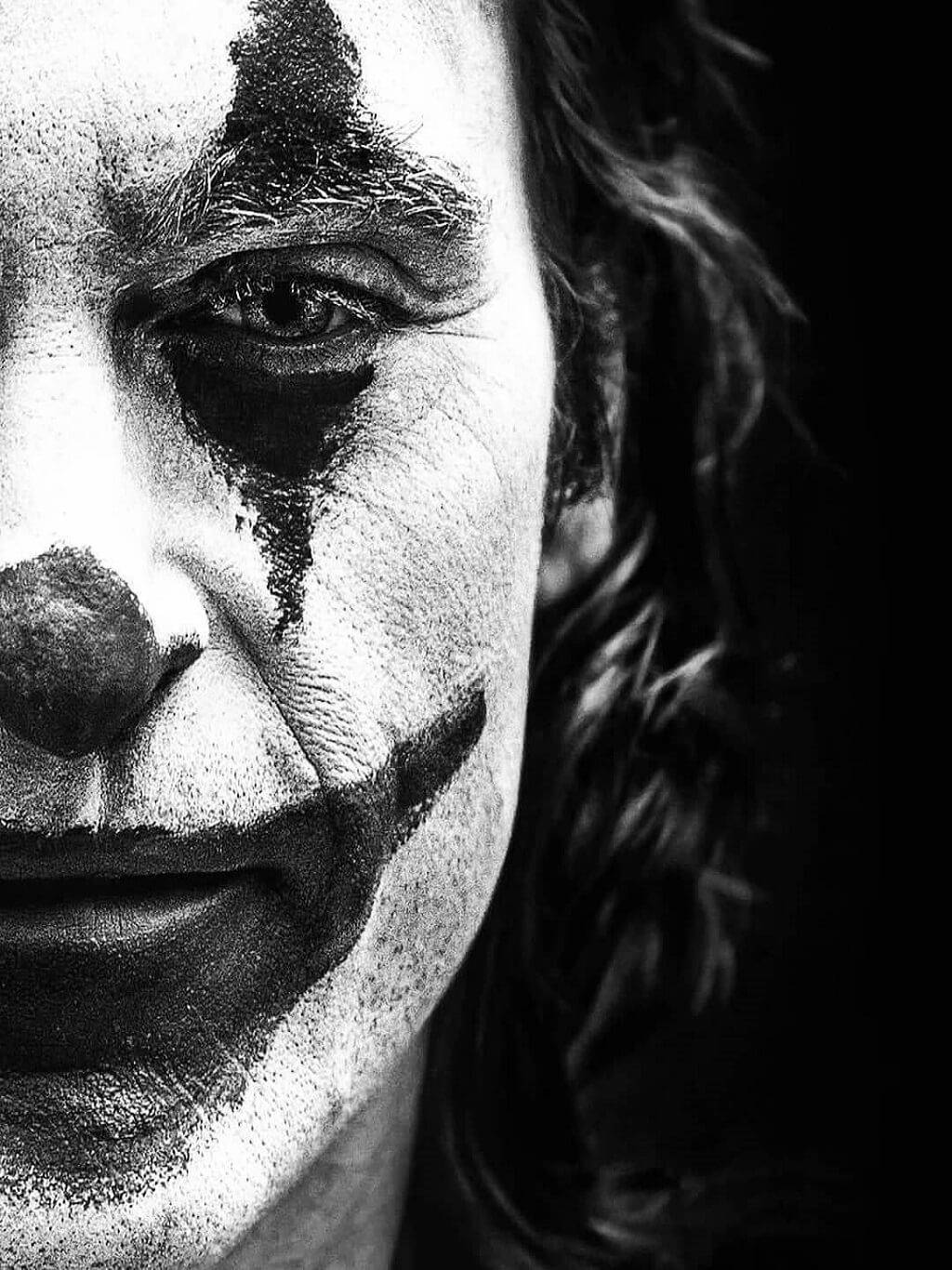 Black And White Joker Joaquin Phoenix Face Wallpaper