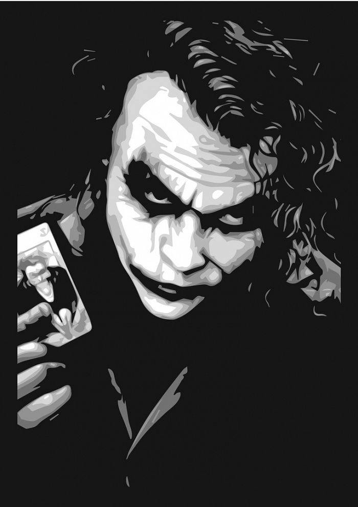 Black And White Joker With A Card Wallpaper