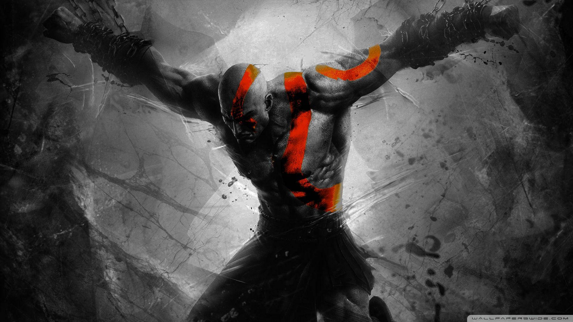 Kratos from God of War, ready for battle. Wallpaper