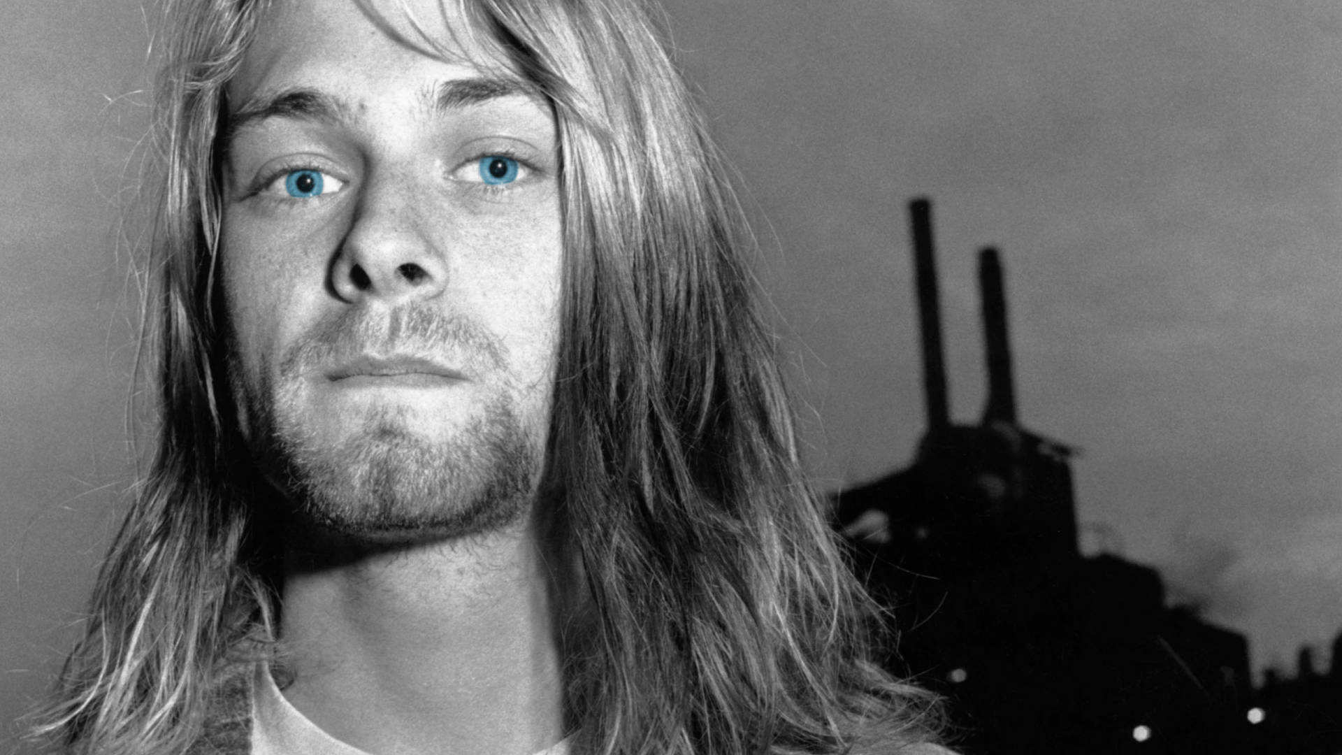 Sort og Hvid Kurt Cobain Tapet Wallpaper