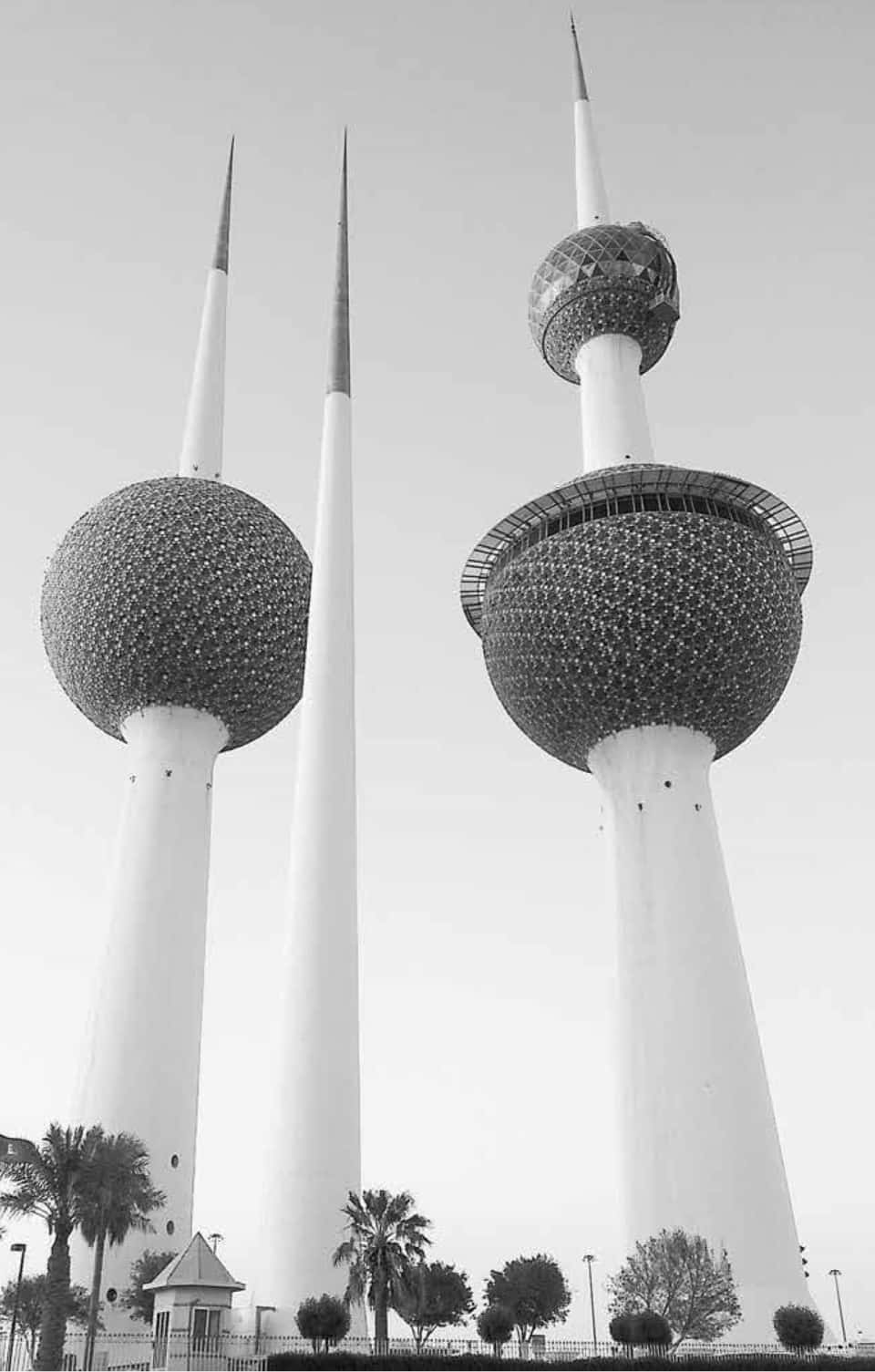 Black And White Kuwait Towers Phone Wallpaper