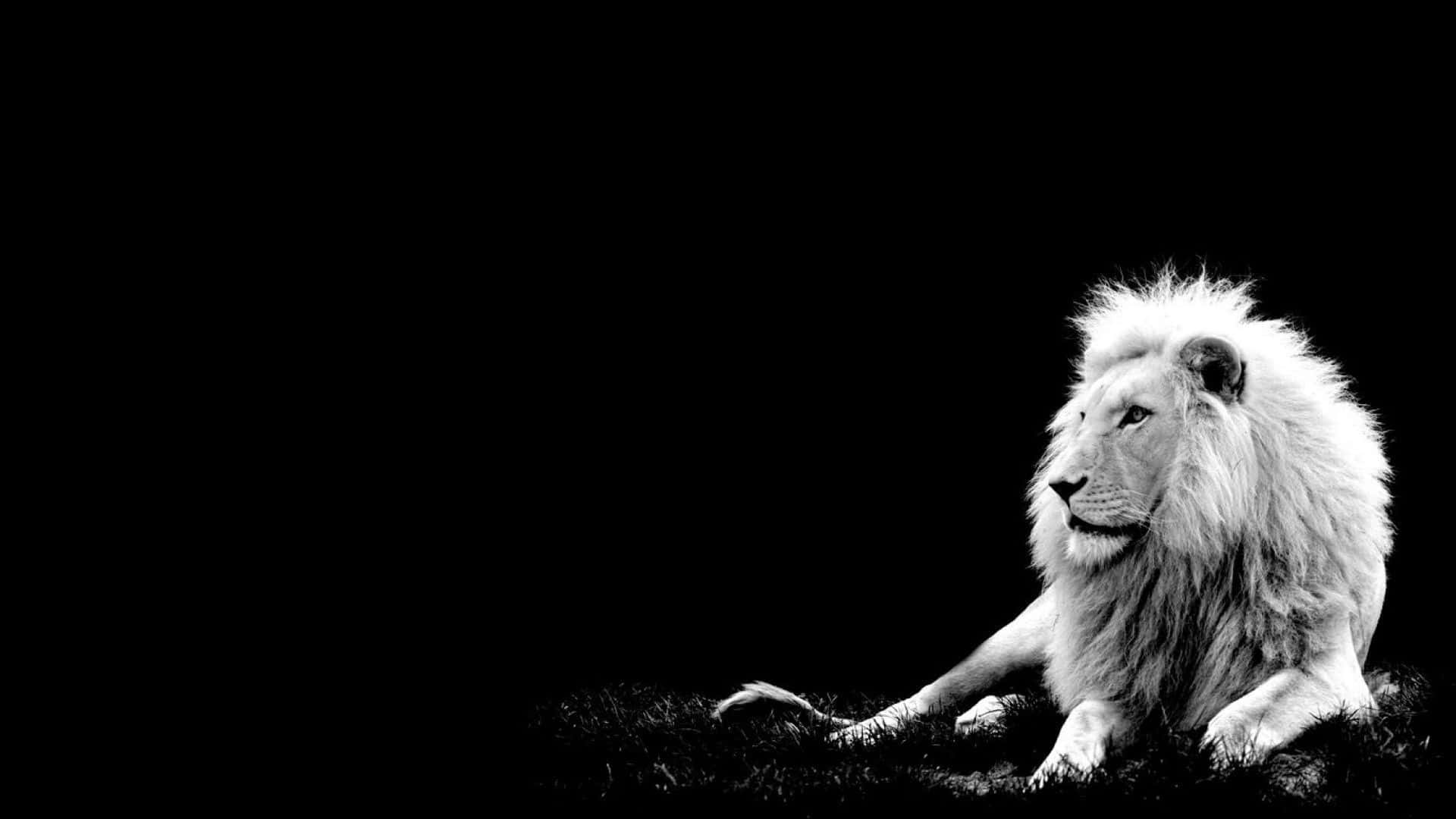 A portrait of nobility - Black and White Lion Wallpaper