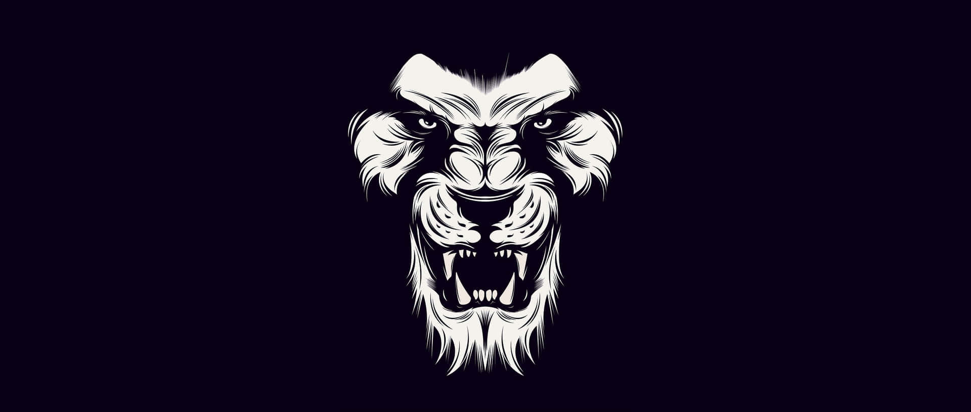 Billede brølende sort og hvid løve Wallpaper