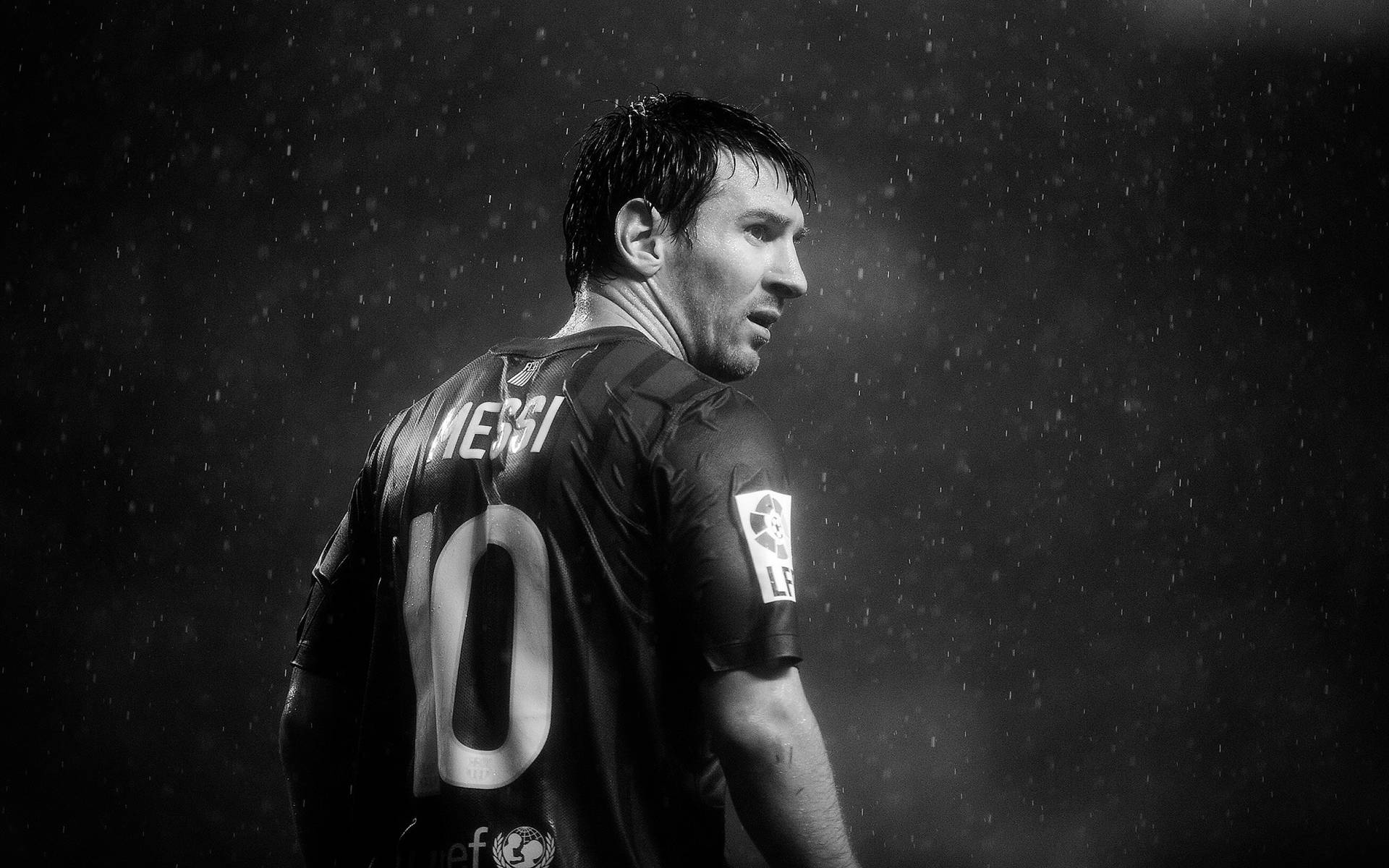 Lionel Messi In Bianco E Nero Sfondo