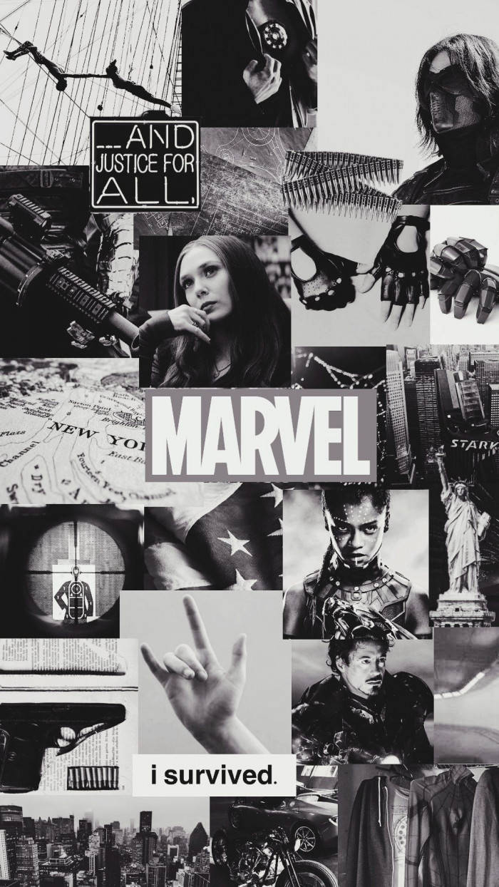 Black And White Marvel Aesthetic Collage Wallpaper