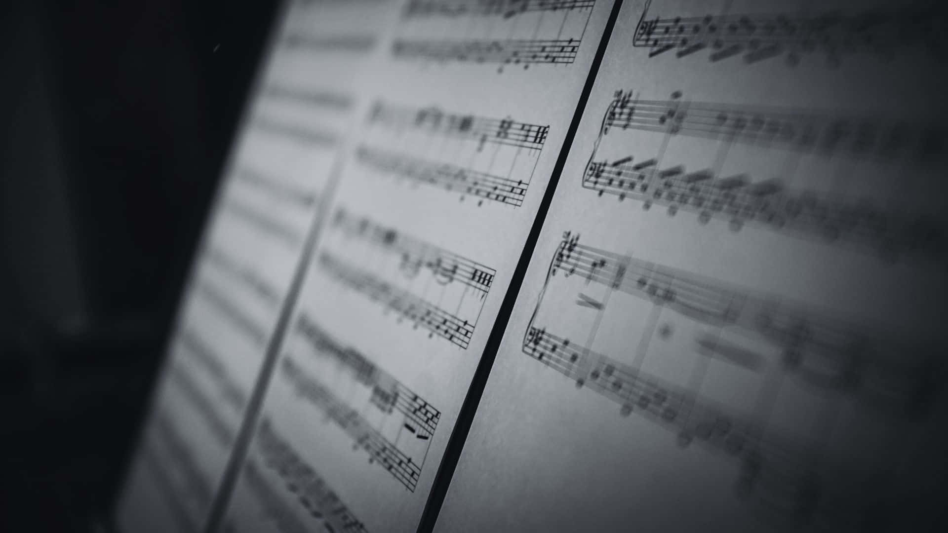black and white sheet music wallpaper